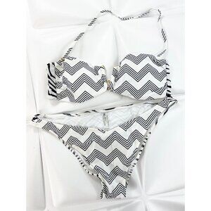 Charlie by Matthew Zink MZ Vita Bandeau Halter Bikini 2pc Set Chevron Sz Large
